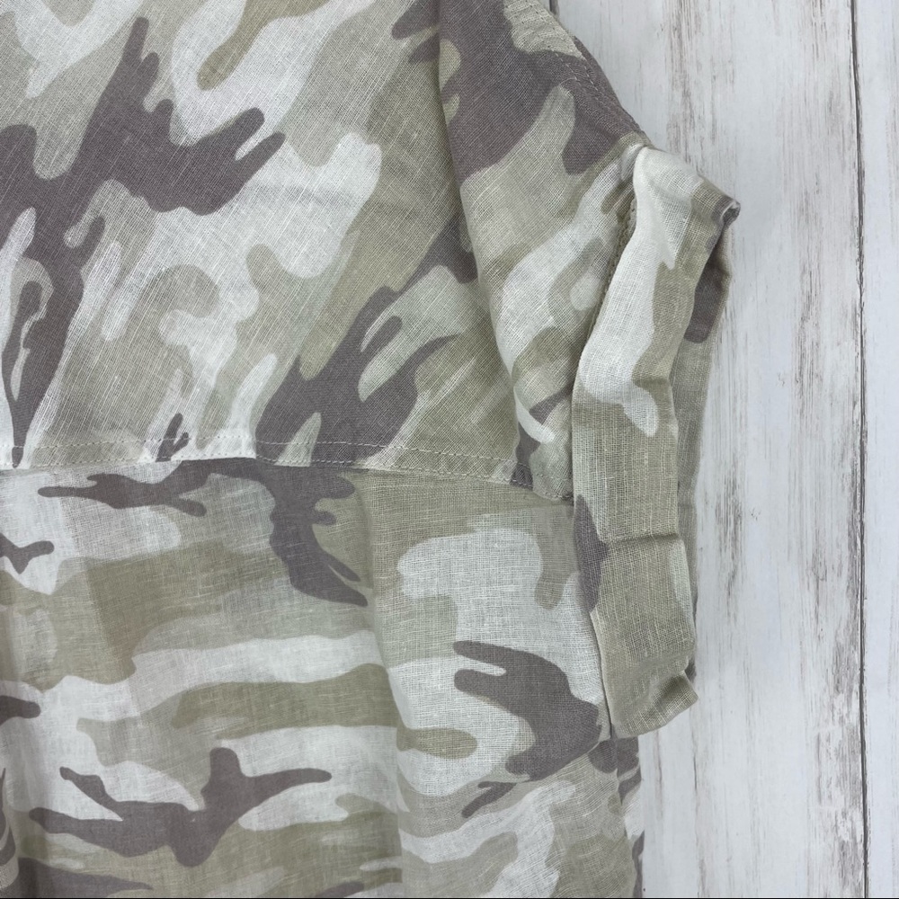 Sanctuary Anthropologie camo linen blend neutral top - Picture 6 of 6